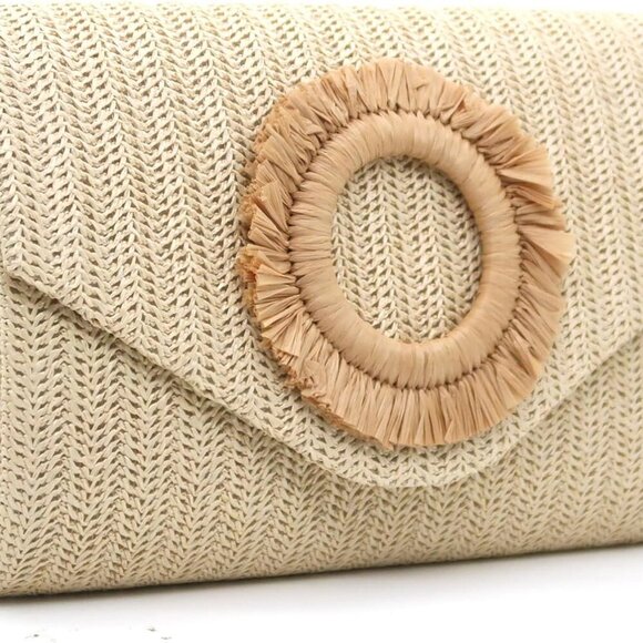 Straw Clutch Purse Women Summer Beach Envelope Bag Crossbody Handbag - Picture 3 of 7